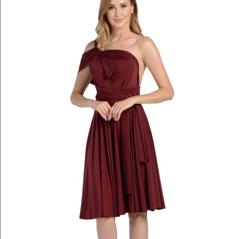 PolyUSA Maroon Convertible Dress (Short)